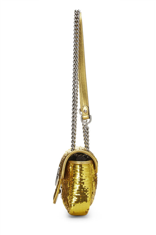 Gold Sequin GG Marmont Shoulder Bag, , large image number 3