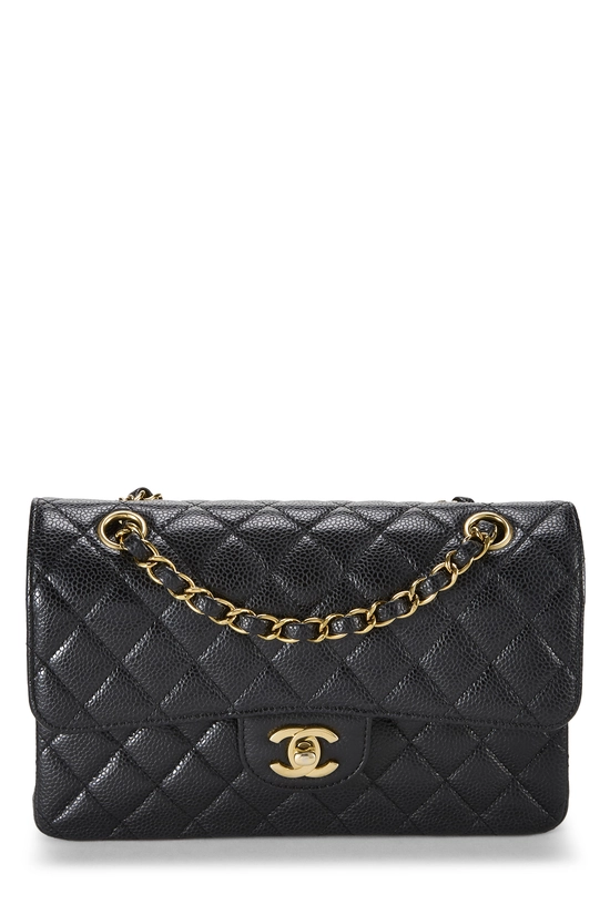 Black Quilted Caviar Classic Double Flap Small, , large image number 0