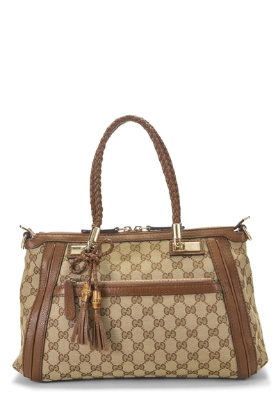 Gucci Brown Original GG Canvas Bella Zip Tote
