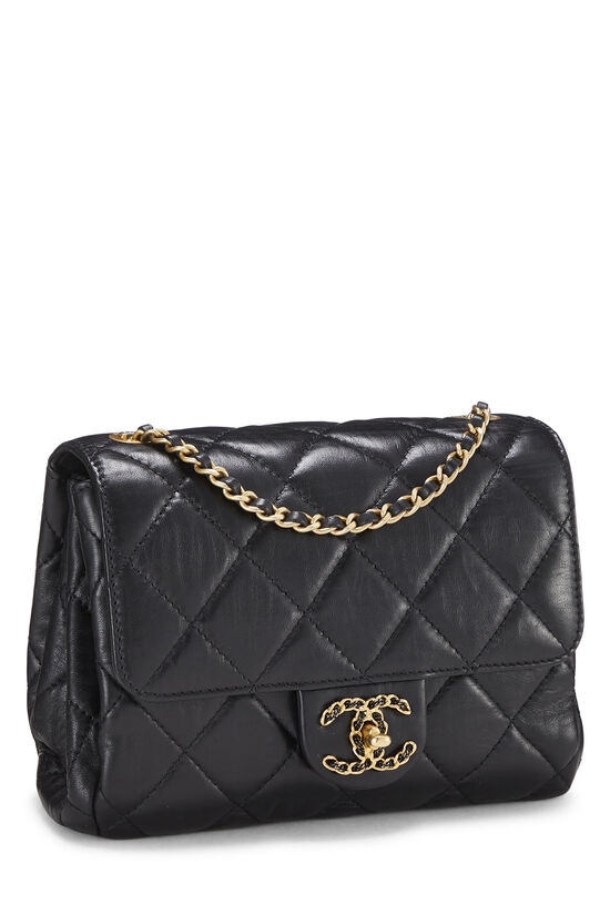 Chanel Black Quilted Lambskin Mini Square Classic Flap Bag 