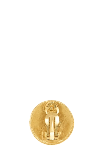 Gold 'CC' Filigree Round Earrings, , large