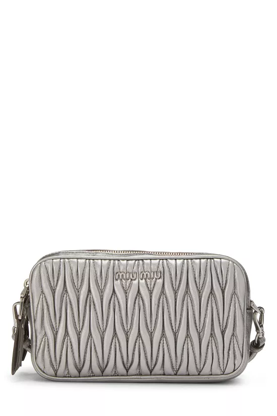 Silver Nappa Double Zip Camera Crossbody Bag, , large image number 0