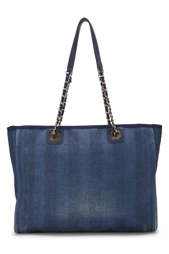 Navy Woven Raffia Deauville Tote Medium, , large image number 3