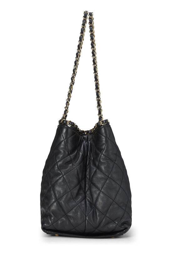 Black Quilted Lambskin Chain Me Tote