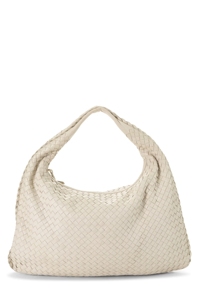 White Intrecciato Veneta Hobo Large
