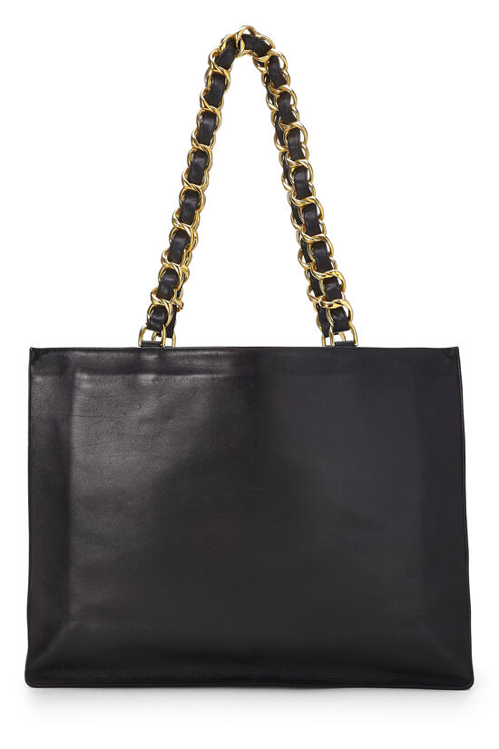 Black Lambskin CC Flat Chain Handle Tote, , large image number 3