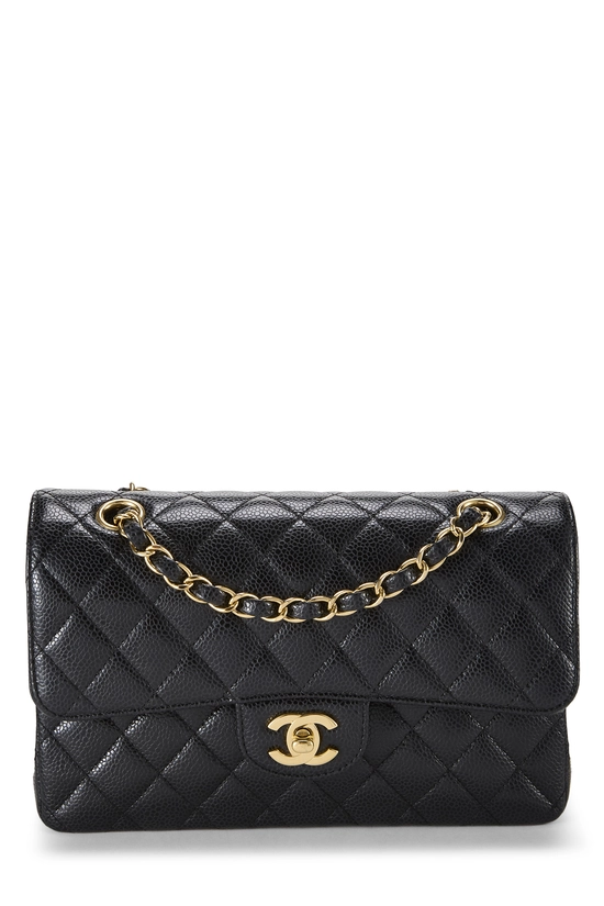 Black Quilted Caviar Classic Double Flap Small, , large image number 0