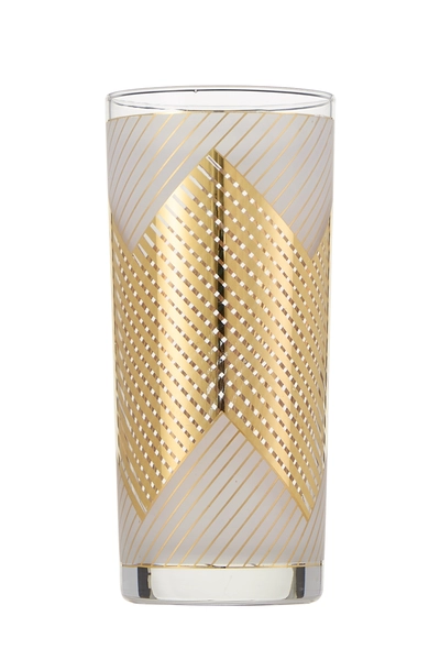 Multicolor 22K Gilded Frosted Glass Chevron Motif Set of 4, , large