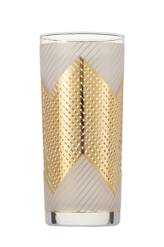 Multicolor 22K Gilded Frosted Glass Chevron Motif Set of 4, , large image number 1