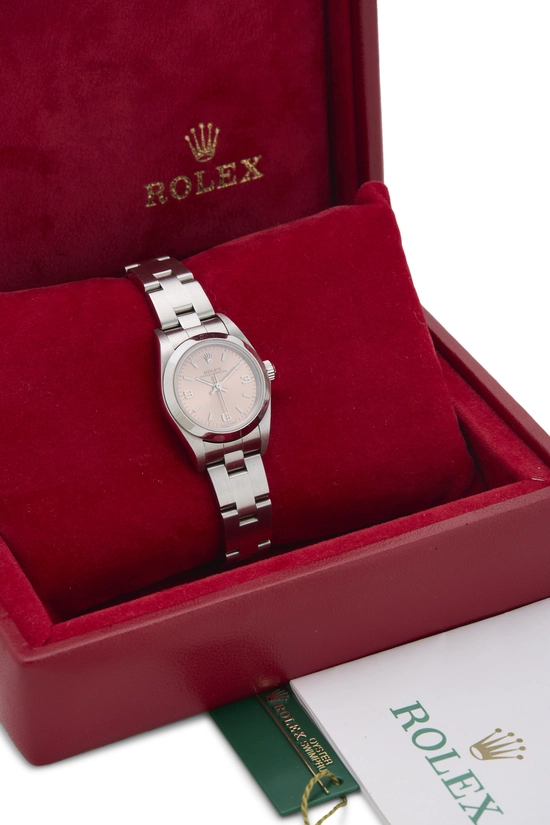 Pink Dial Stainless Steel Oyster Perpetual 76080 24mm, , large image number 7