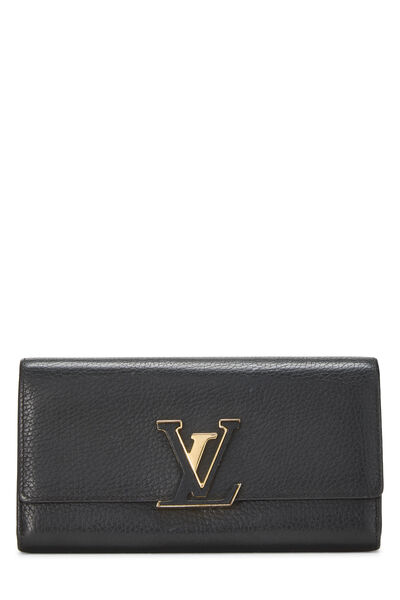 Black Taurillon Leather Capucines Wallet