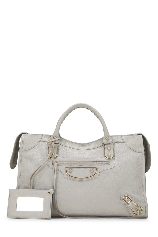 Grey Chevre Metallic Edge Classic City Bag, , large image number 0