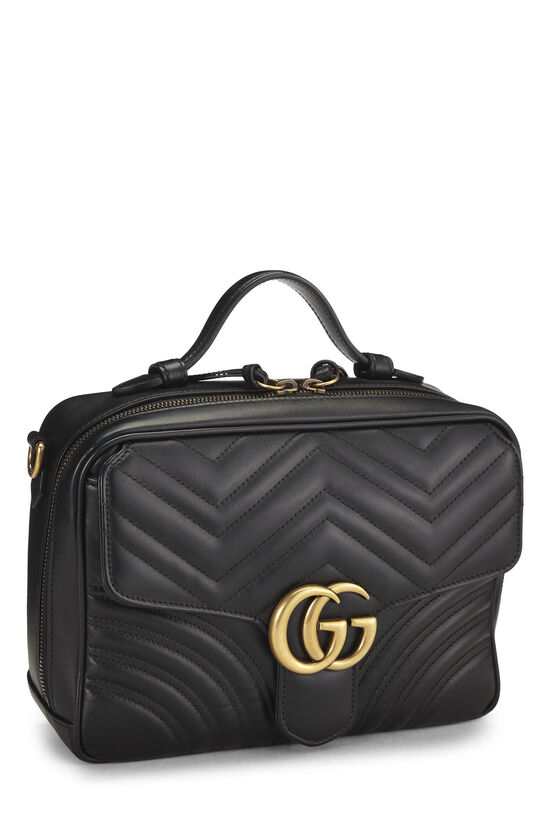 Black Leather GG Marmont Top Handle Shoulder Bag Small, , large image number 1