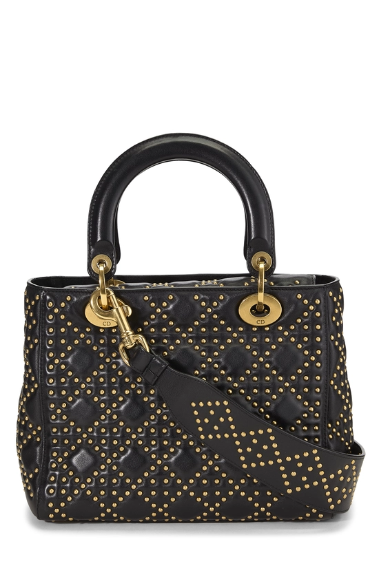 Black Studded Leather Lady Dior Medium, , large image number 3