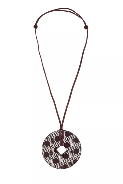 Burgundy Acrylic Tsuba Necklace