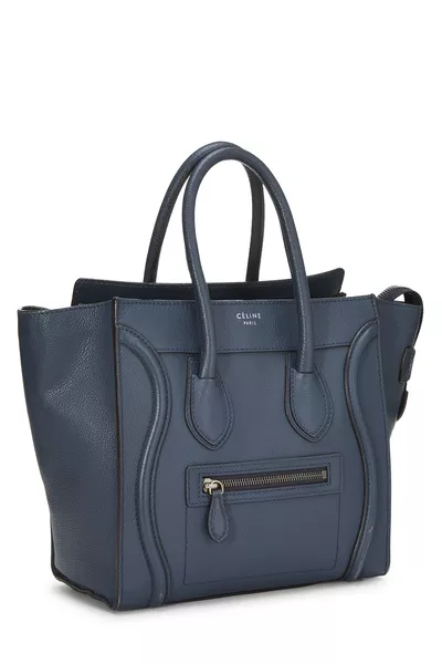 Blue Drummed Calfskin Luggage Micro, , large