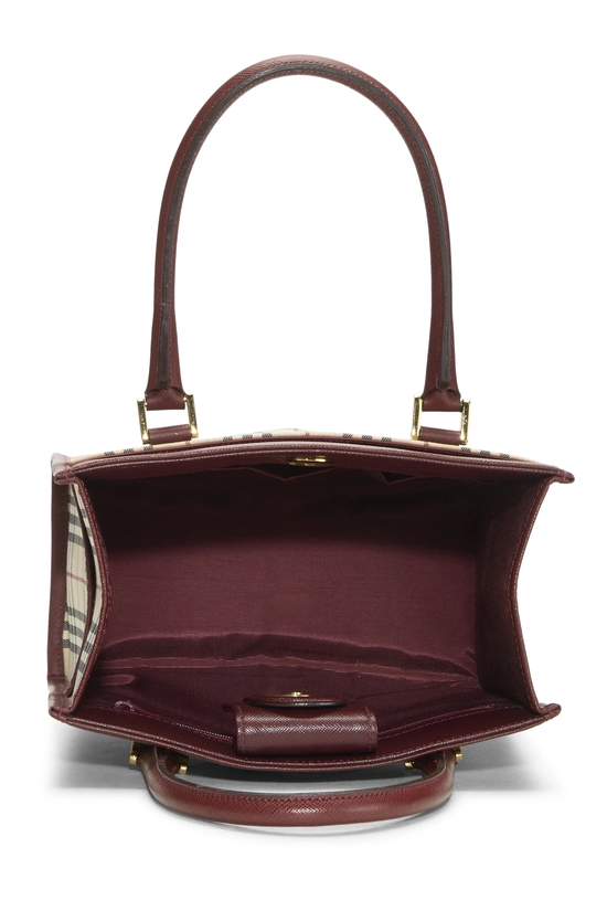 Burgundy House Check Jacquard Handbag Small, , large image number 5