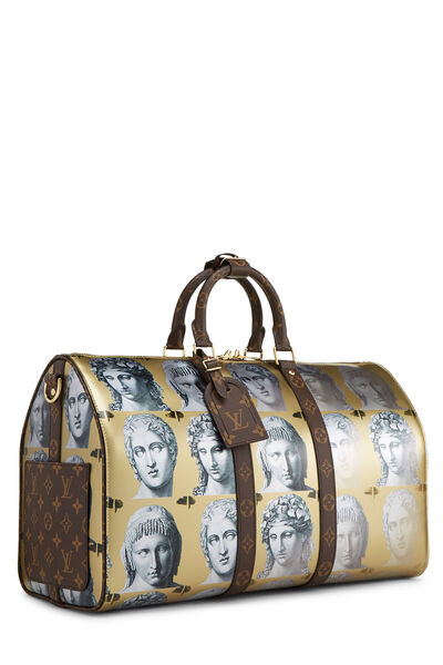Fornasetti x Louis Vuitton Gold & Monogram Canvas Keepall Bandouliere 45, , large