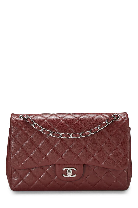Chanel Burgundy Quilted Caviar New Classic Flap Jumbo