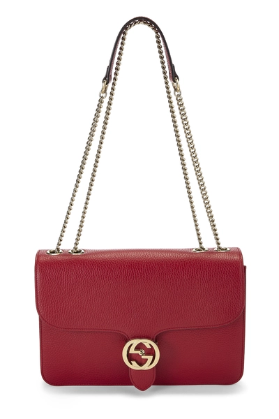 Red Leather Interlocking Crossbody Large