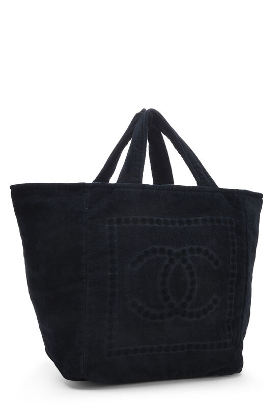 Chanel Black Terry Cloth 'CC' Tote Medium Q6B05D4WK7001
