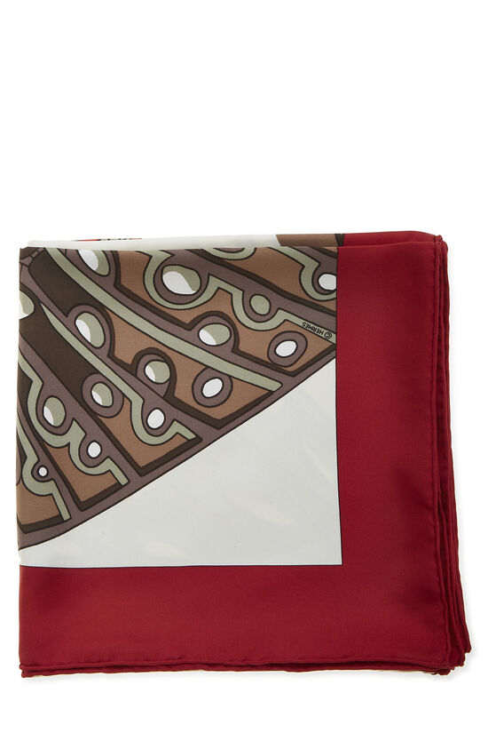 Red & Multicolor 'Grands Fonds' Silk Scarf 90, , large image number 2