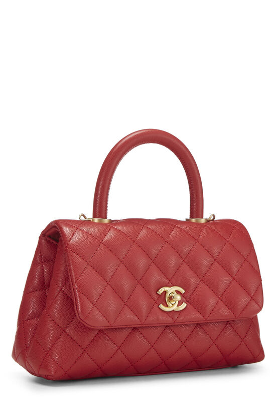 Red Quilted Caviar Coco Handle Bag Mini, , large image number 3
