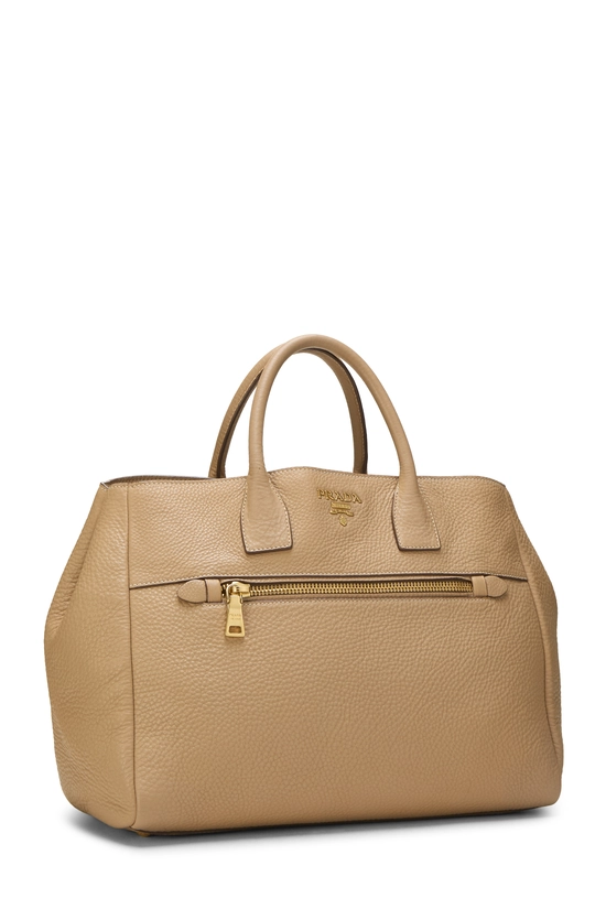 Brown Vitello Daino Convertible Zip Tote, , large image number 1