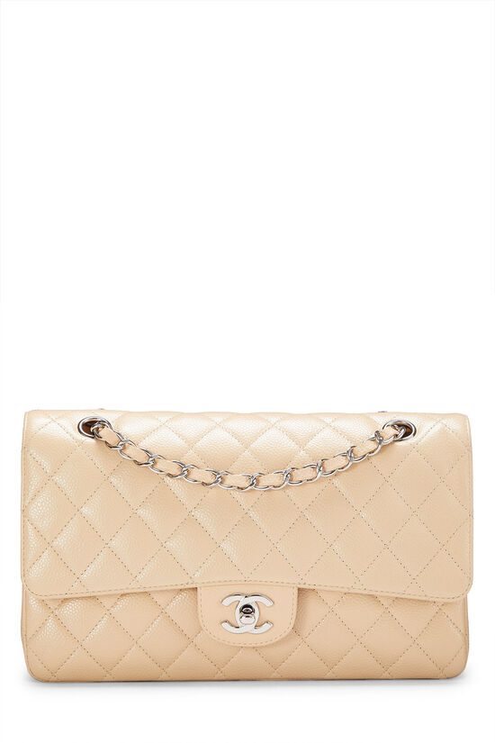 Beige Quilted Caviar Classic Double Flap Medium, , large image number 0