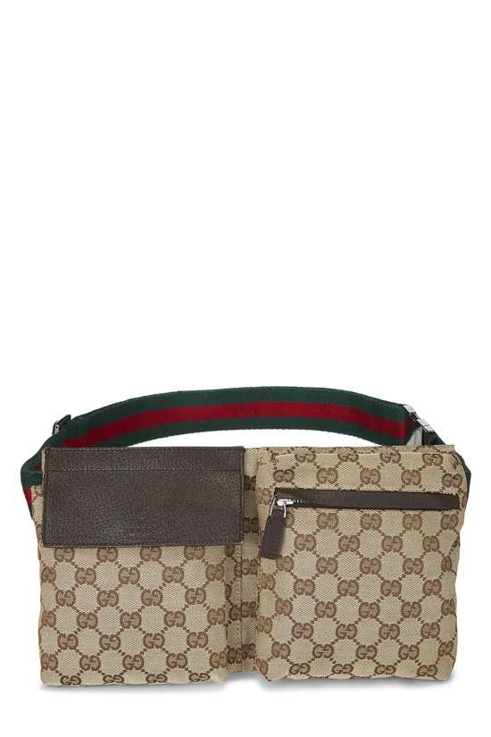 Original GG Canvas Web Double Pocket Waist Pouch, , large image number 0