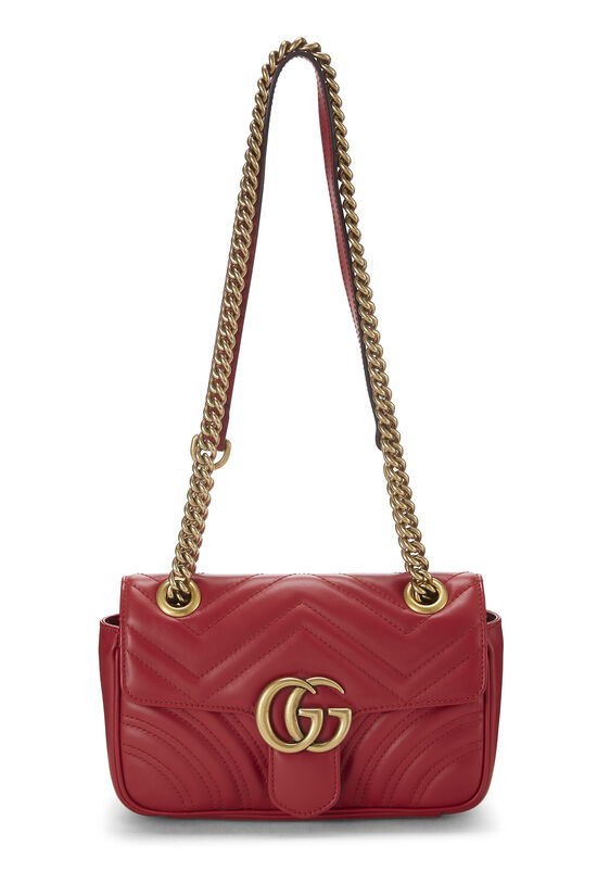 Red Leather GG Marmont Shoulder Bag Mini, , large image number 0