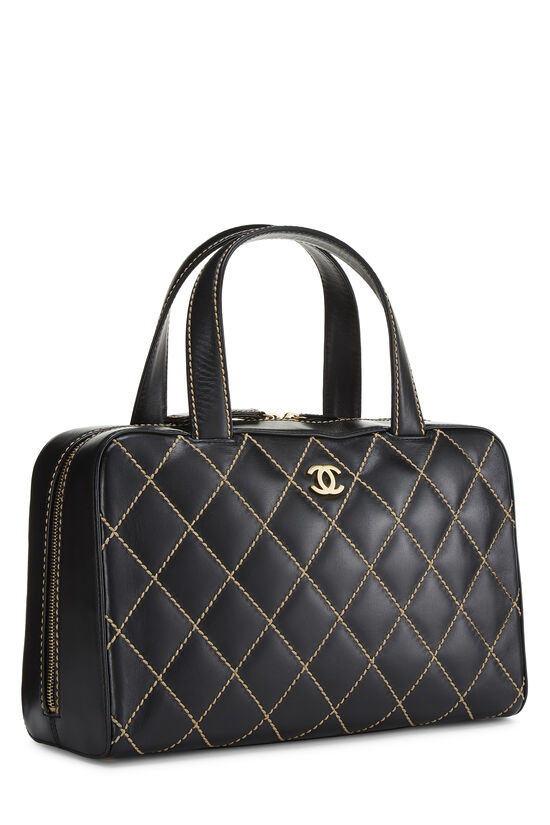 CHANEL, Bags, Authentic Chanel Cc Wild Stitch Matt Mini Duffle Bag Hand  Bag Calf Leather Black