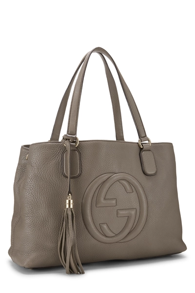 Grey Leather Soho Working Tote Large, , large