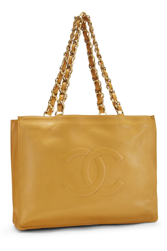 Yellow Lambskin Flat Chain Handle Tote, , large image number 1