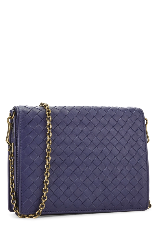 Navy Intrecciato Wallet On Chain (WOC), , large image number 1