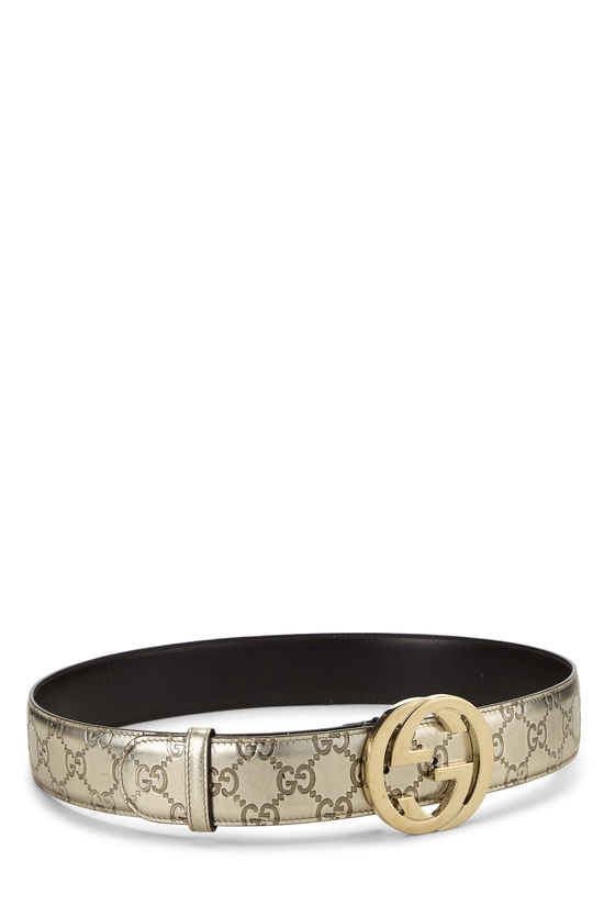 Gold Guccissima Leather Interlocking GG Belt 80, , large image number 1