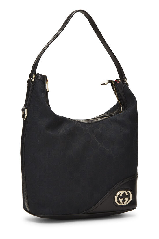 Black GG Canvas Britt Hobo Small, , large image number 1