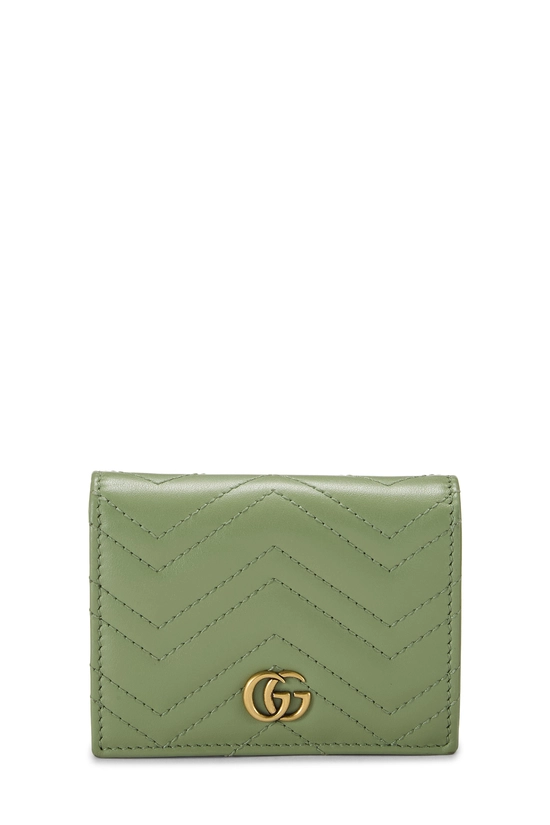 Green Leather GG Marmont Compact Wallet, , large image number 0