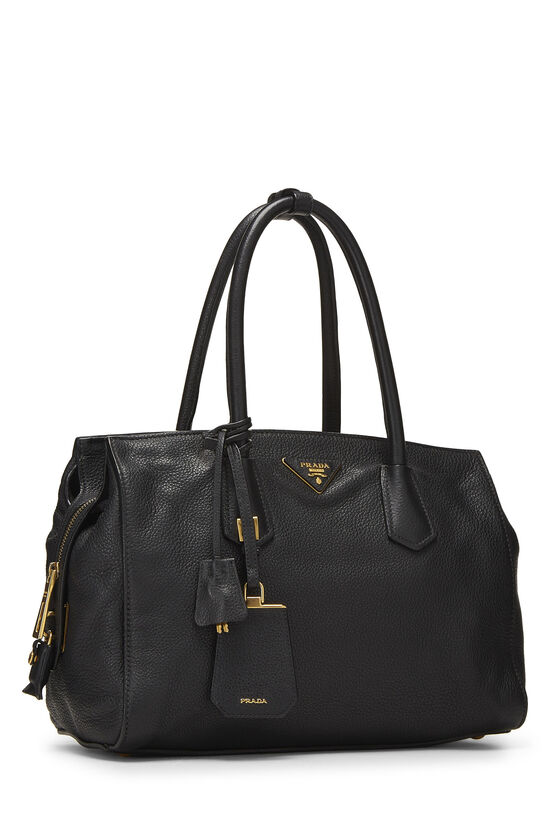 Black Vitello Daino Convertible Top Handle Bag, , large image number 1