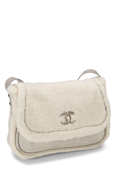 Paris-Salzburg White Shearling Austrian Messenger, , large
