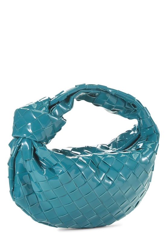 Blue Intrecciato Patent Leather Jodie Mini, , large image number 1
