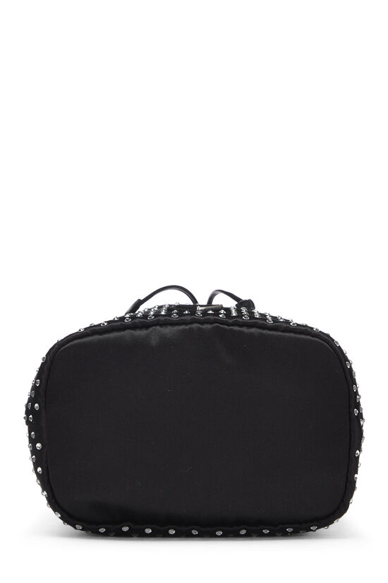 Black Satin Crystal Bucket Bag, , large image number 4