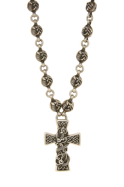 Sterling Silver Celtic Cross Ball Necklace, , large