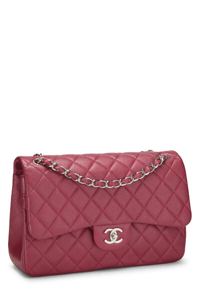 Red Quilted Caviar New Classic Double Flap Jumbo, , large