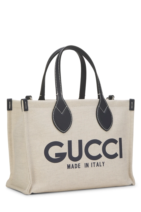 Beige & Navy Canvas Logo Tote Mini, , large image number 1