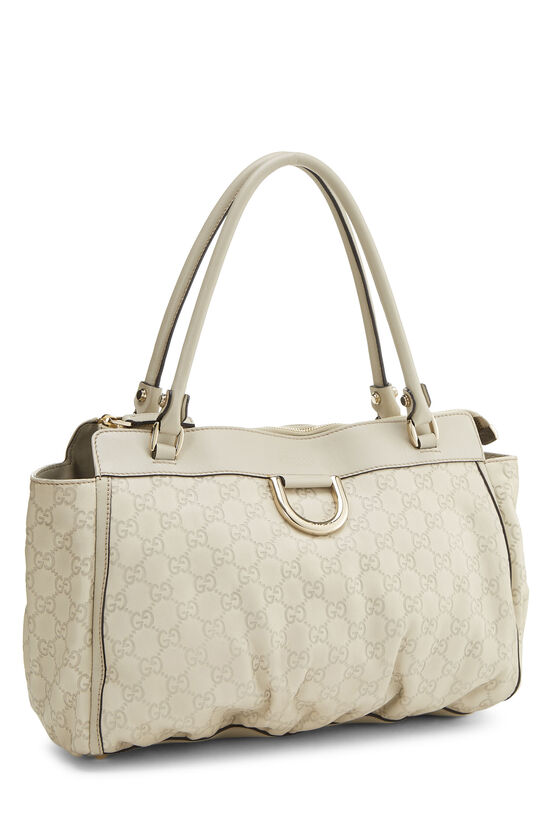 White Guccissima D-Ring Abbey Zip Tote , , large image number 1