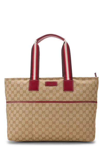Red Original GG Canvas Web Zip Tote Large