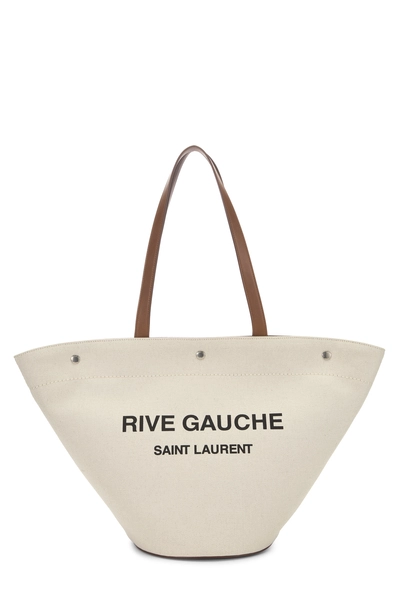 Brown Linen Rive Gauche Bucket Tote