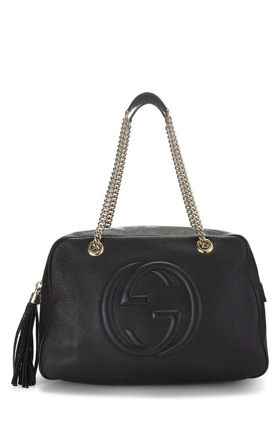 Black Leather Soho Chain Shoulder Bag Large, , large image number 0