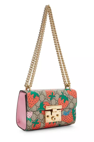 Original GG Supreme Canvas Strawberry Shoulder Bag Small, , large